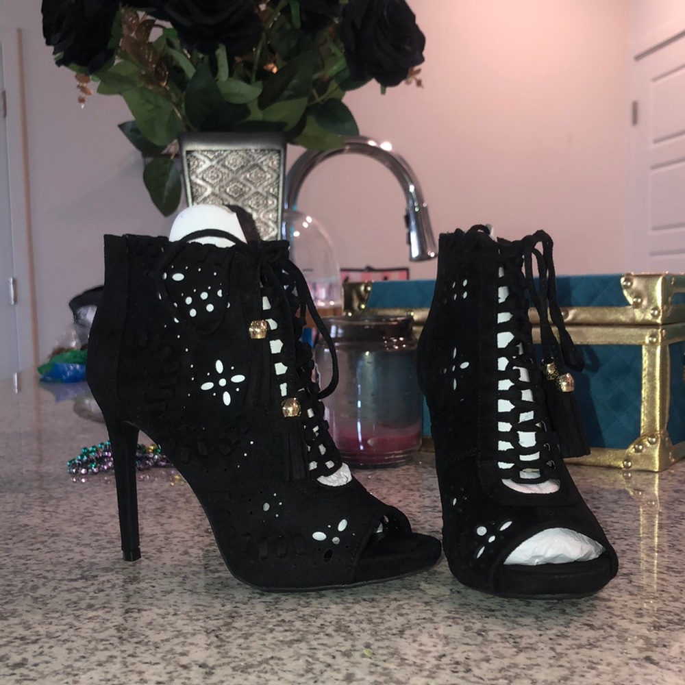 Black cut out heels